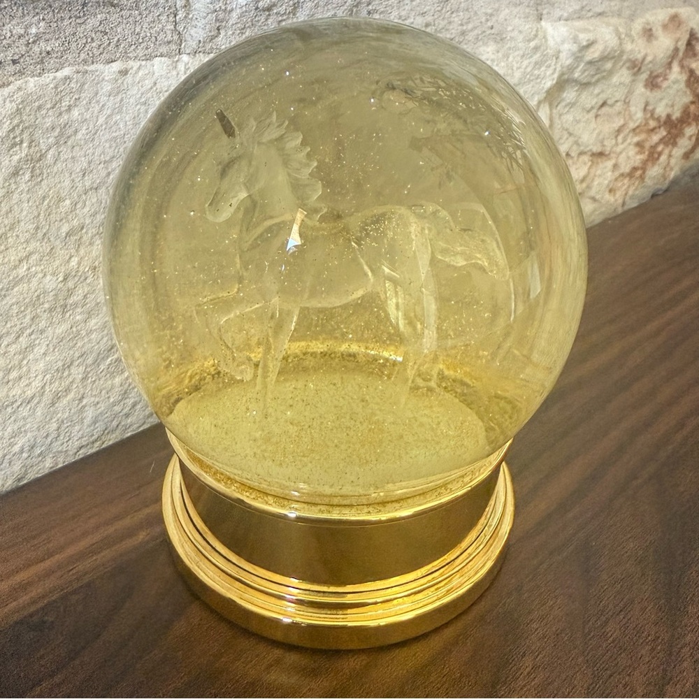 Z Gallerie Gold Glitter Glass Unicorn Snow Globe